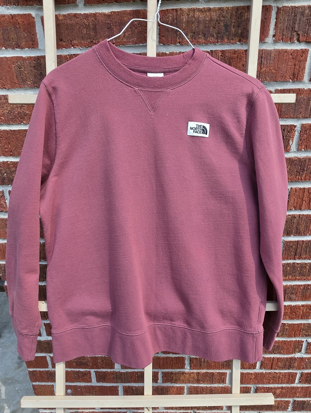 The North Face Heritage Womens Crewneck Sweatshirt Pink Logo Patch Size XL
